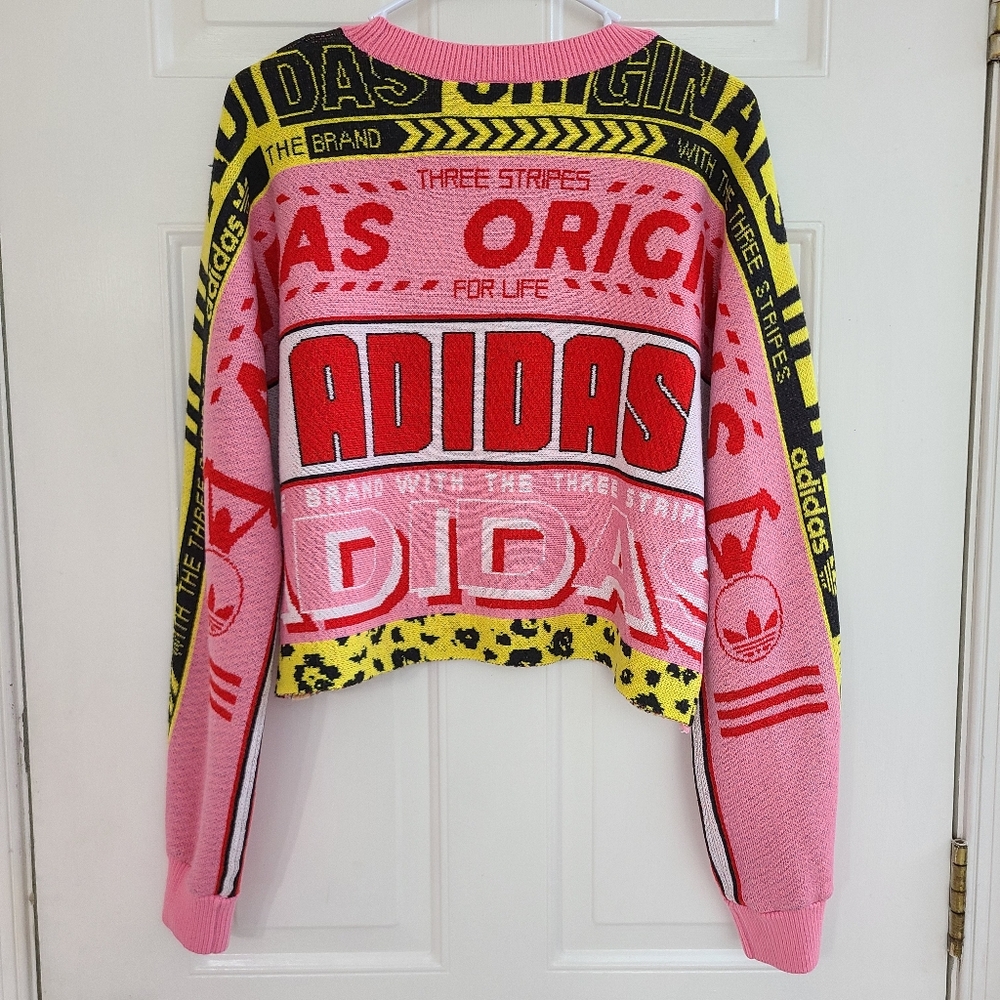 adidas Pink & Yellow Graphic Crewneck Sweater - Picture 8 of 13